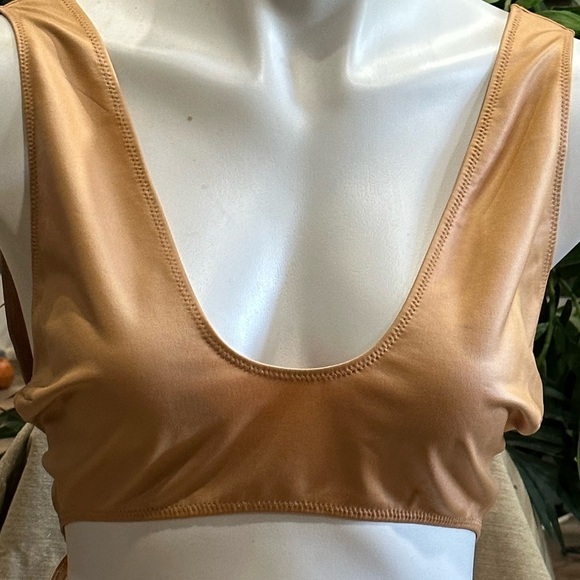 Nwt 🌺 SKIMS WET JERSEY CUTOUT BODYSUIT Sz XL - Ochre - Picture 4 of 6